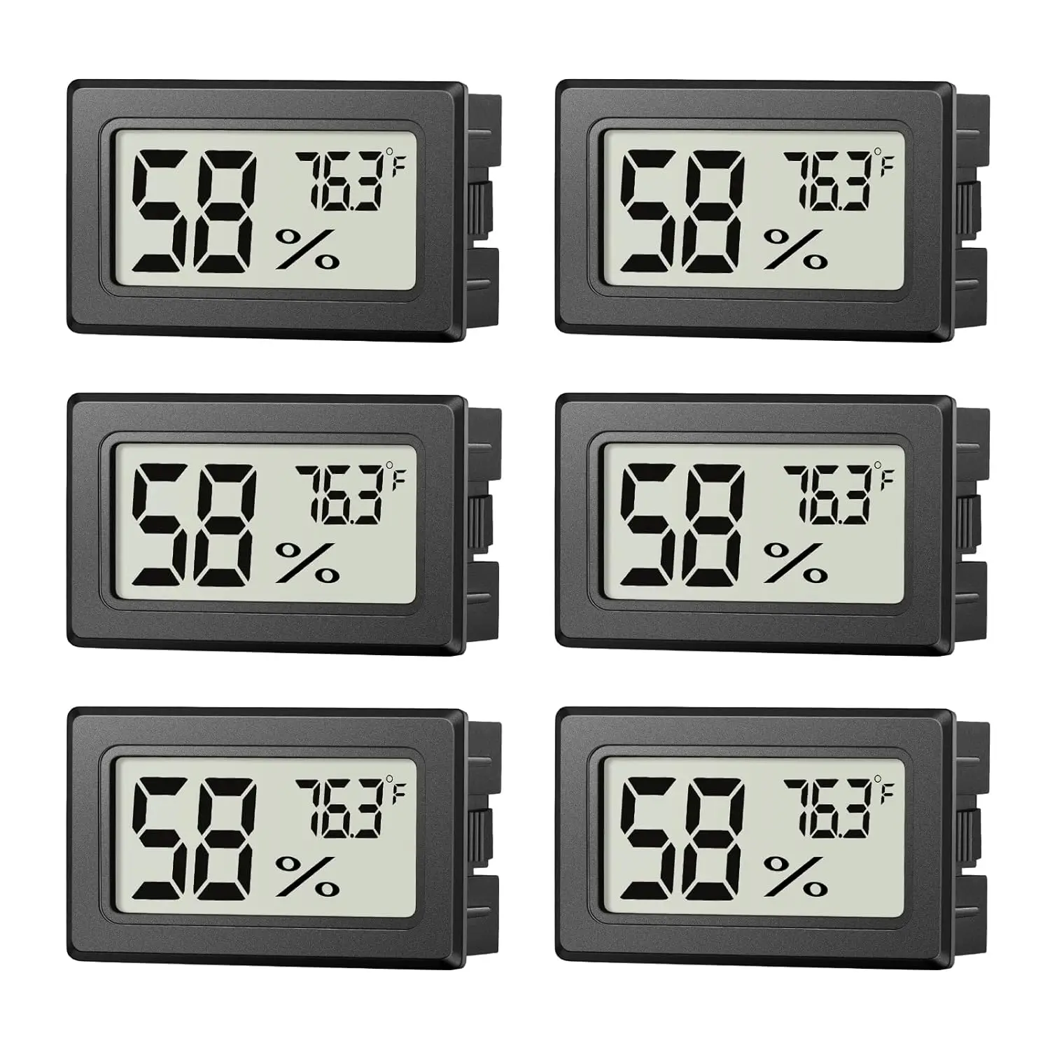 Mini termômetro higrômetro digital de 6 pacotes para monitoramento de umidade interna em Fahrenheit