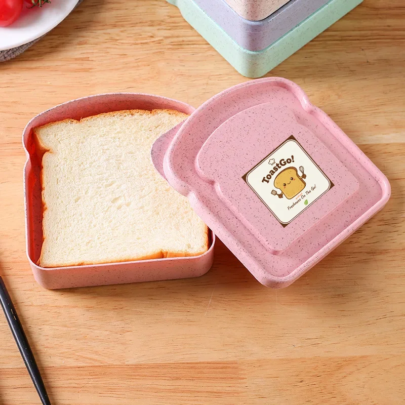 Food Grade Toast Storage Box Portable Sealable Bento Box Eco-Friendly Wheat Straw Sandwich Container Stackable for  Yunliwei