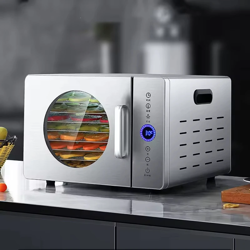 8-Tray Visual Window Food Dehydrator, 1280W 304 Stainless Steel Fast Drying Fruit Dehydrator