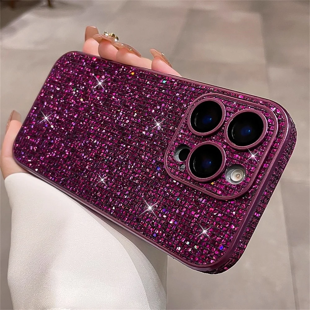 Luxuriöse Handyhülle mit Glitzer und Pailletten für iPhone 18 17 16 15 14 13 12 Pro Max, glitzernde Kamera-Schutzhülle – Detail 11