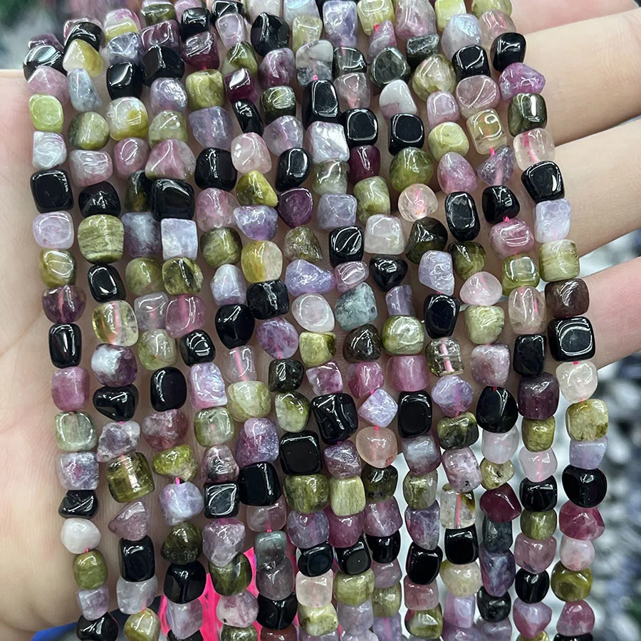 

5-6mm Natural Stone Color Tourmaline Crystal Conformal Irregular Loose Beads For Jewelry Making DIY Necklace Bracelet 15''