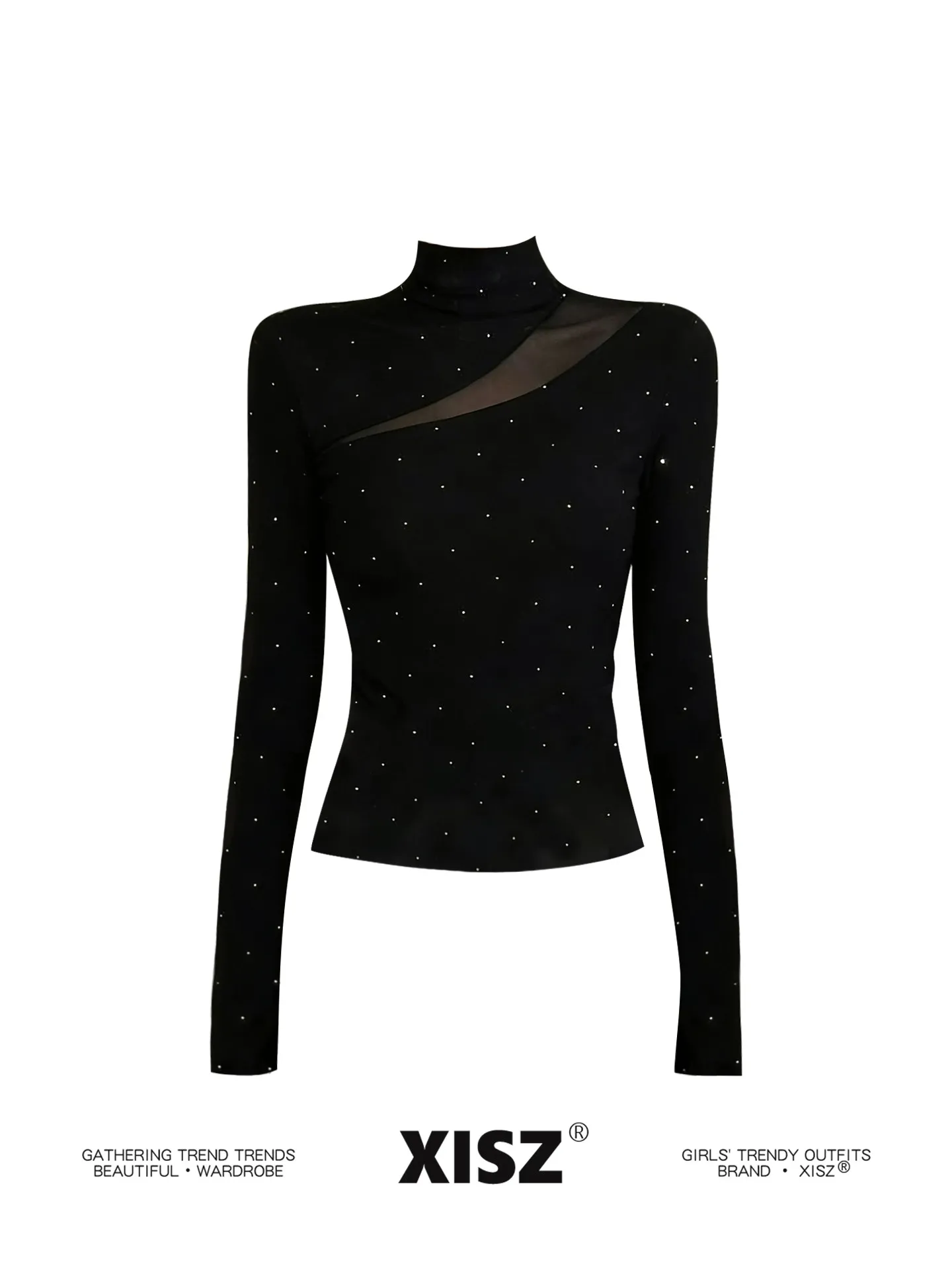 Women Black GothicT-shirt Harajuku Y2k Tee Top 90s Vintage Long Sleeve Turtleneck T-shirts Emo 2000s Clothes