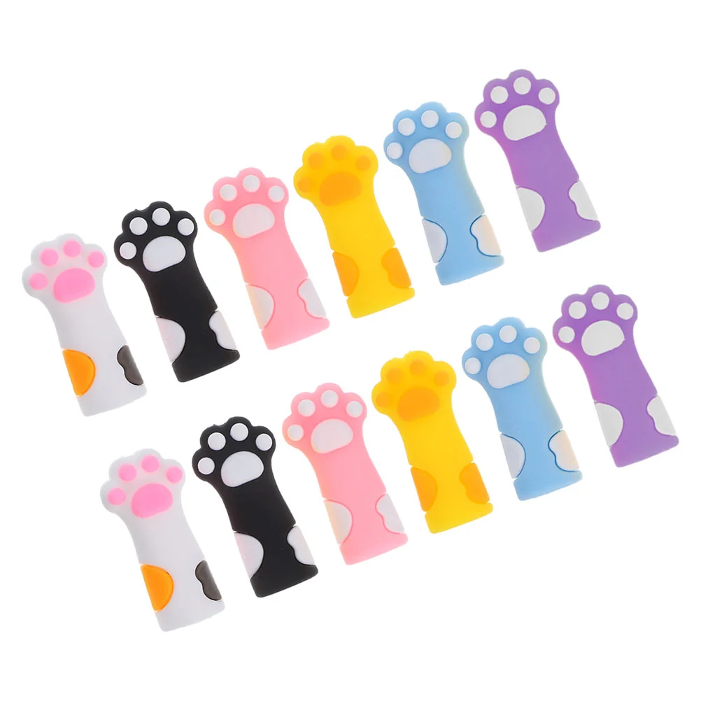 12 Pcs Cat Paw Pencil Cap Supplies Pattern Fall Decor for Kitchen Top Hat Silica Gel Cartoon Extenders Child