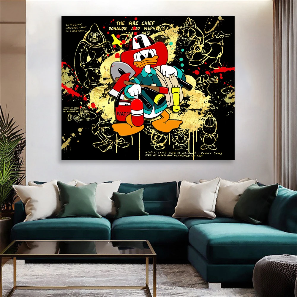 

Disney Minnie And Mickey Graffiti Poster Street Graffiti Pop Wall Art Canvas Painting Prints for Living Room Nursery Decor