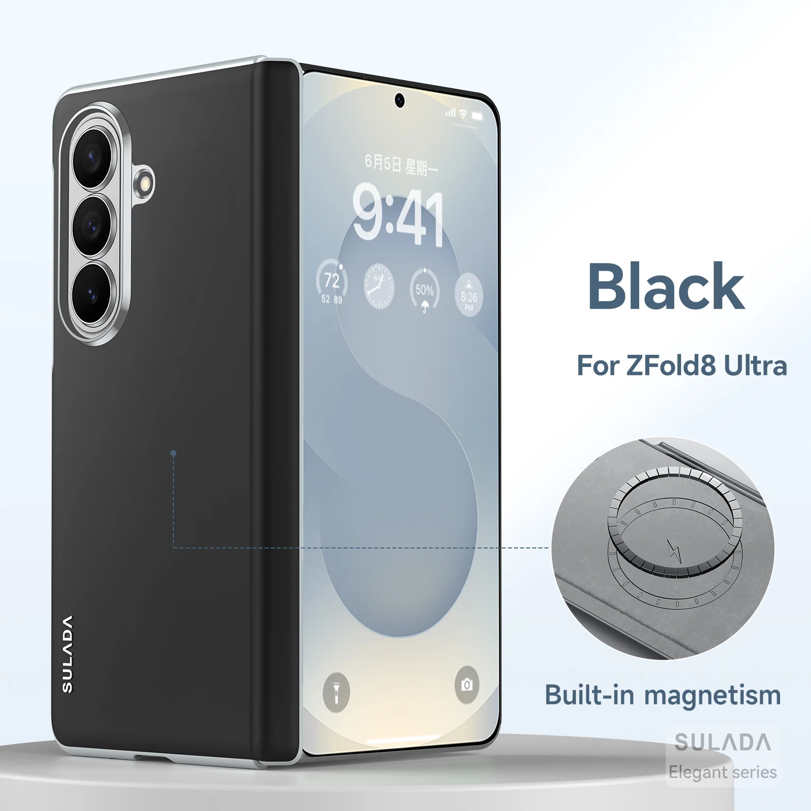 For Samsung Galaxy Z Fold 8 Ultra Case Luxury Matte Leather Skin-Friendly Ultra-thin Magnetic Wireless Charging Shockproof Cover