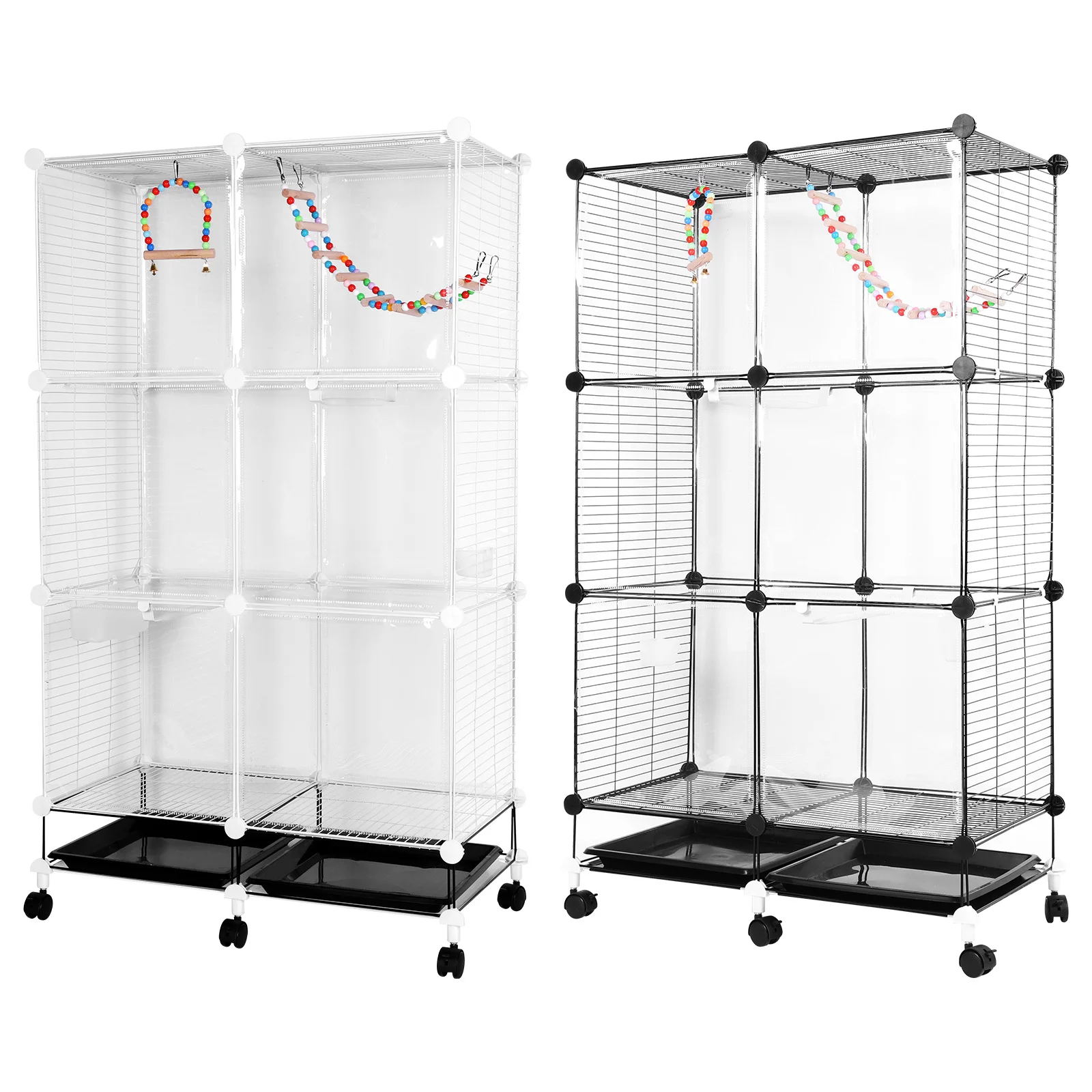 

Metal Parrot Cage Universal Wheel with Stand Tray Swing Ladder Big Flight Bird Cage Big Bird House for Budgies Finches Parakeets