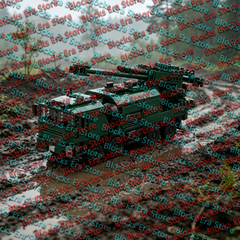 QWERT Military Howitzer Truck Model MOC Building Bricks War Equipment Style Modular Technology Gifts Holiday Assemble Toys Suit