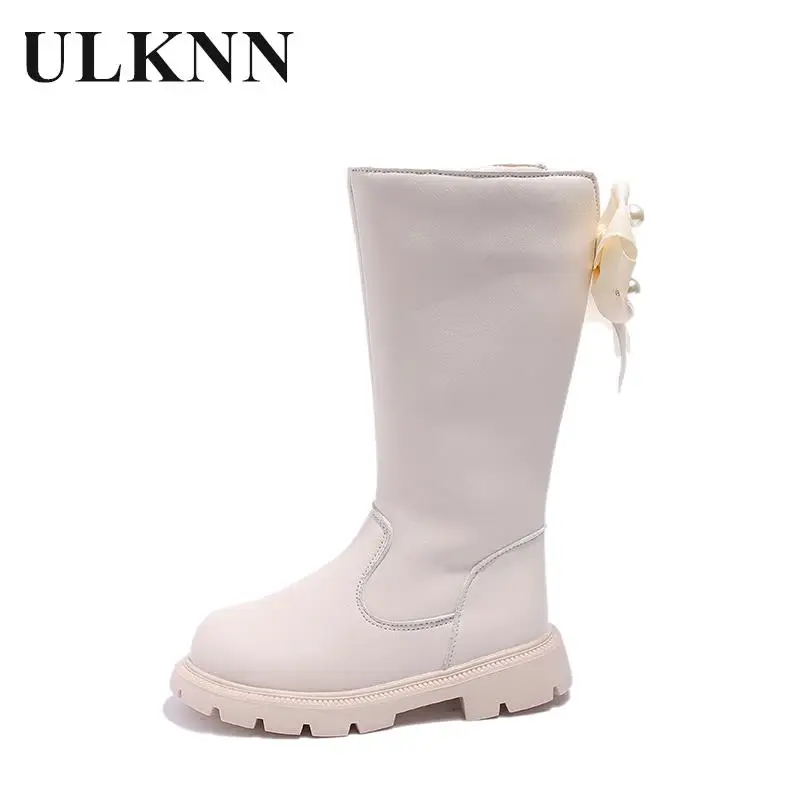 Children's long boots 2023 New Children Fashion Single Boots Girls' Bow Knot High Barrel Leather Boots Wholesale