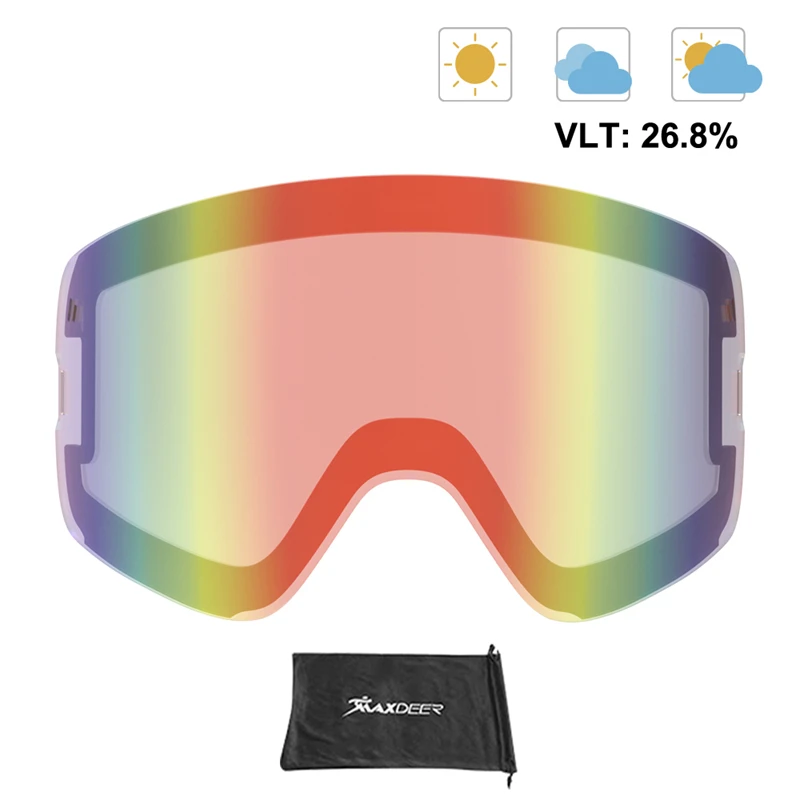 Gogle narciarskie obiektyw żółty soczewki magnetyczne podwójna warstwa Anti-fog UV400 narciarskie okulary snowboardowe tylko gogle śnieżne soczewki