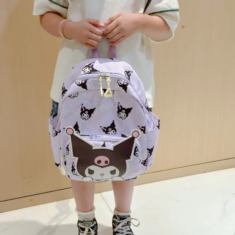 New 2025 popular Sanrio cute cartoon print purple Kulomie children's schoolbag essential backpack for school and going out