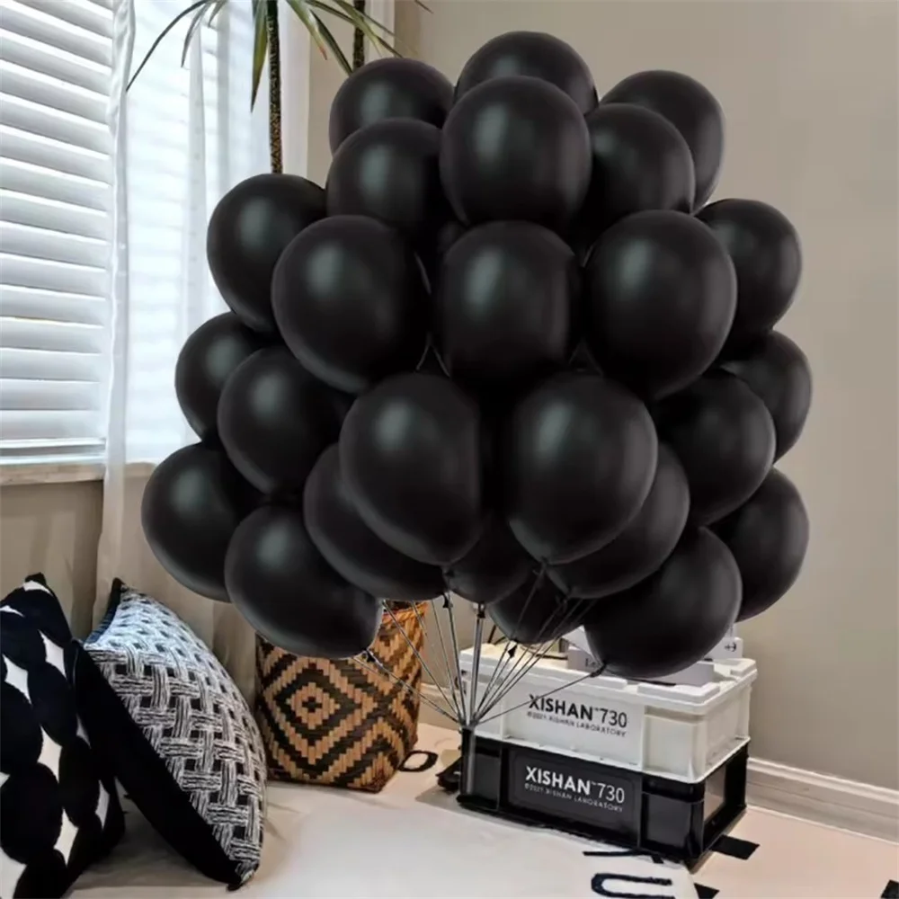 5/10/12 Inch Black White Round Matte Latex Balloon Birthday Party Wedding Baby Bathing Activities Decorative Balloon