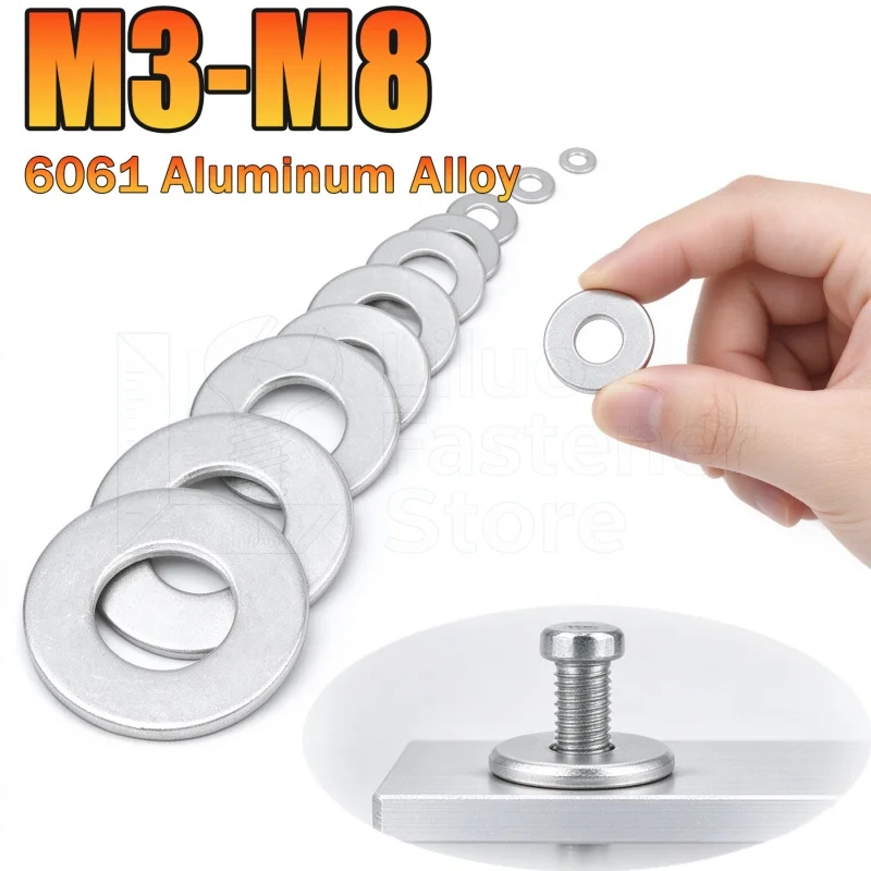 6061# Aluminum Alloy M3 M4 M5 M6 M8 Gasket Ultra-thin Metal Screw Flat Washer Standard Thickness-Increasing Meson Washer