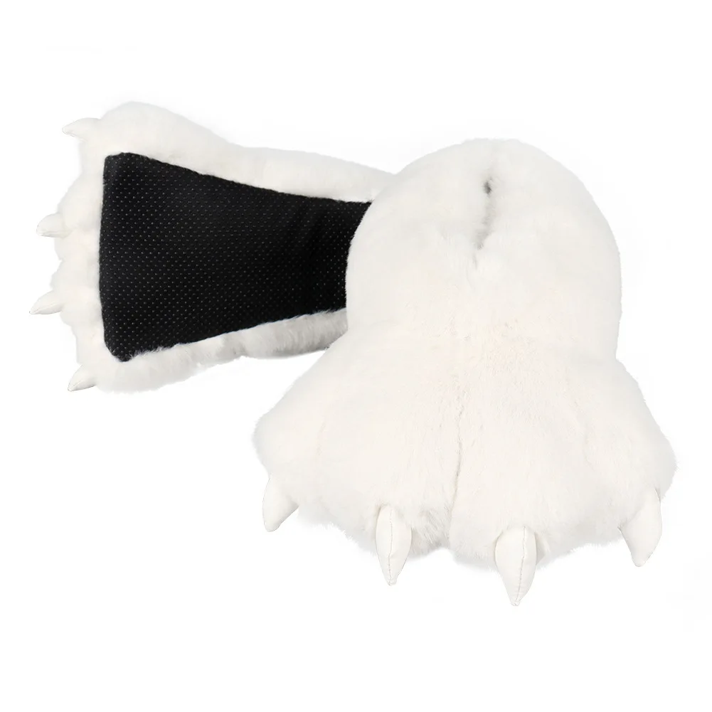 Furry Animal Claw Paw Slippers for Adults Unisex Cozy Plush Slippers Fun Costume House Footwear Novelty Bear Paw Slipper