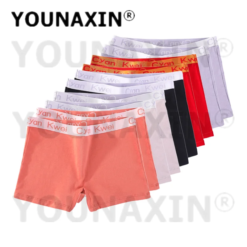 YOUNAXIN 10 Pieces Women's Boxers Briefs Lingerie Cotton Undies Underwear Breathable Girl's Boyshort Panties M L XL 2XL 3XL 4XL