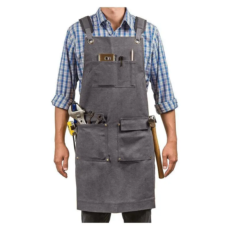 

Thicken Waterproof Canvas Woodworking Apron Cooking Men Chef Waiter Cafe Shop Barbecue Barber Bib Kitchen Accessories S1