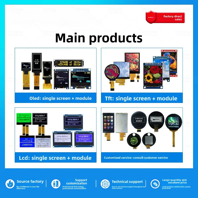 Jin Yichen 1,28 inch TFT LCD-scherm GC9A01 Klein scherm 240x240 Monitor LCD rond scherm SPI-kleurenscherm