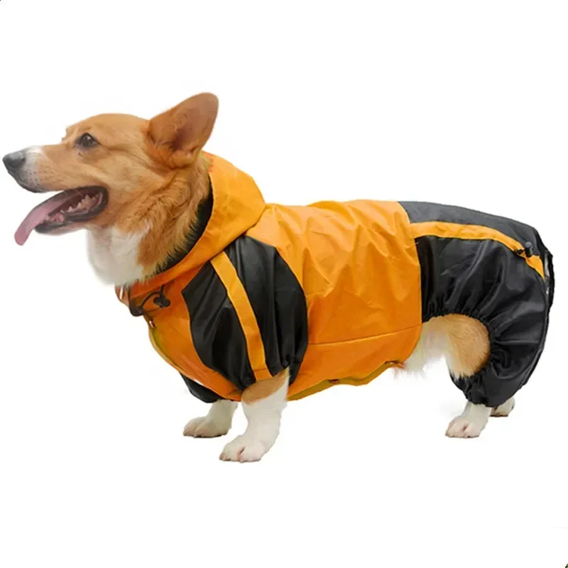 Corgi Dog Clothes Jumpsuit Waterproof Clothing Pembroke Welsh Corgi Dog Raincoat Hooded Rain Jacket Dropship Pet Outfit