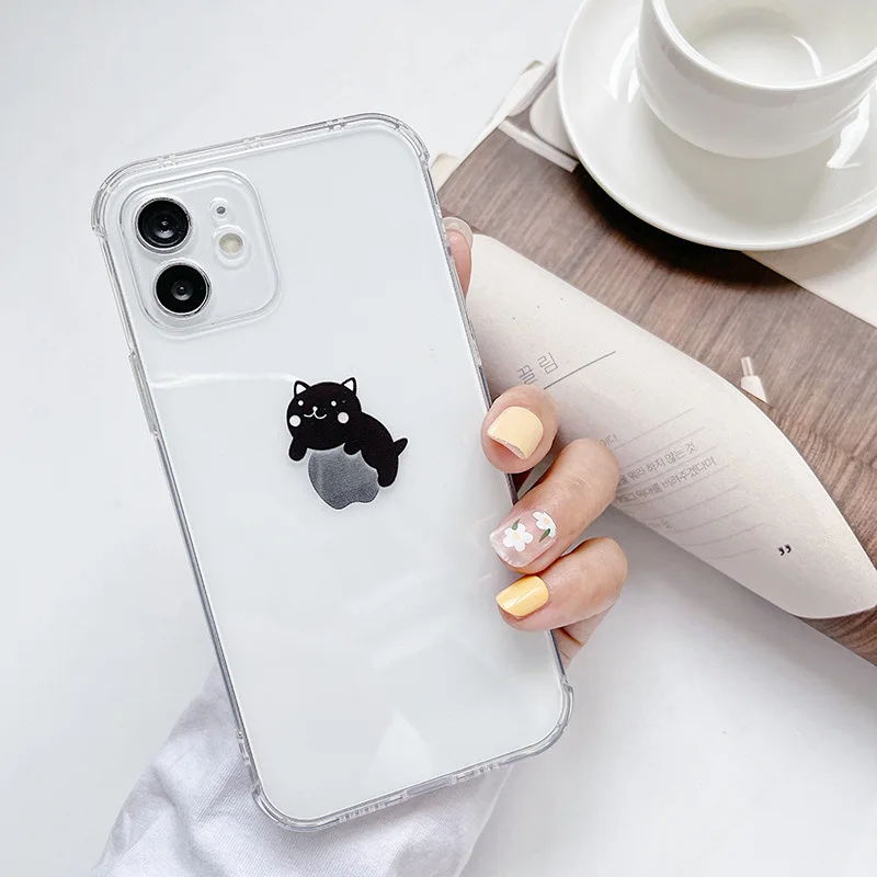 Custodia per telefono divertente cartone animato per iPhone 16 15 14 13 12 11 Pro XS MAX 7 XR 8 7 Plus Cover trasparente Fundas