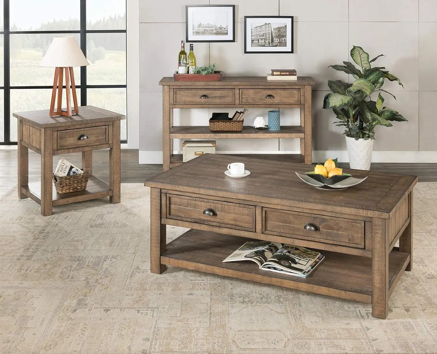 Sofá de madera maciza para el hogar, mesa de consola, Reclaimed Natural