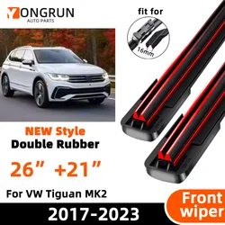 For VW Tiguan MK2 2017-2023  Front Wiper Blades Brushes Cutter Accessories U J Hook 2017 2018 2019 2020 2021 2022 2023