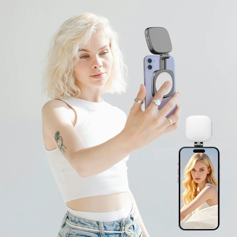 Selfie Fill Light With Magnetic,Attachment For Mobile Phone,Beauty Camera Enhancer,Fill Ring Light with Mirror for Photography