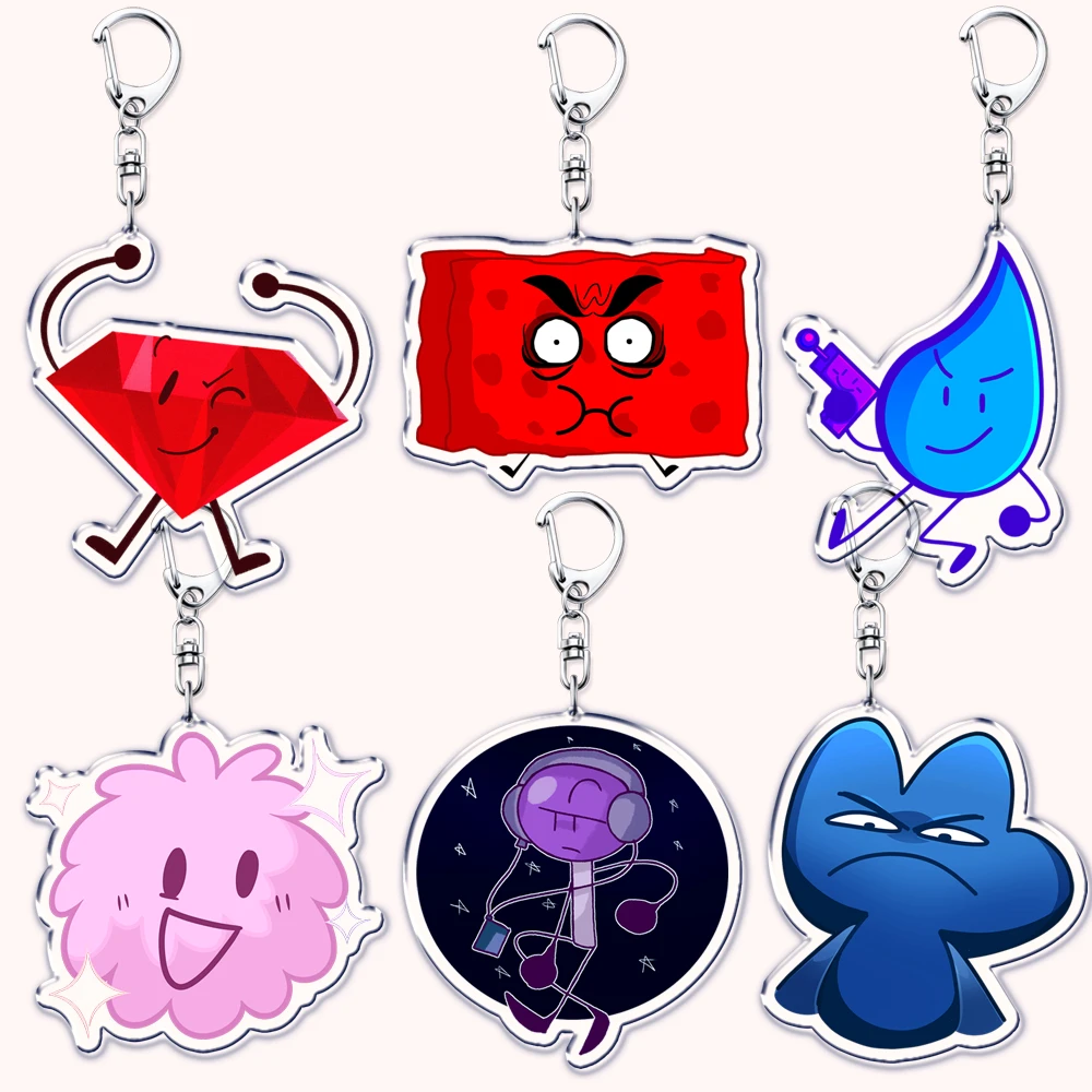 Hot Game Shows Characters Keychain for Accessories Bag Firey Ruby Teardrop Flower Pin Coiny Price Tag Keyrings Jewelry Fans Gift