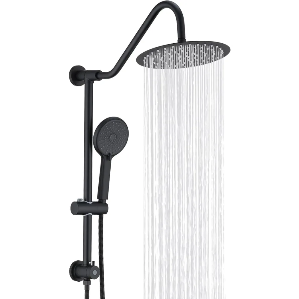 

Inch Rain Shower Head with Handheld System, 24 Drill-free Slider Bar with Low 3-Way Diverter for Easy Reach, 4 Setting Handheld