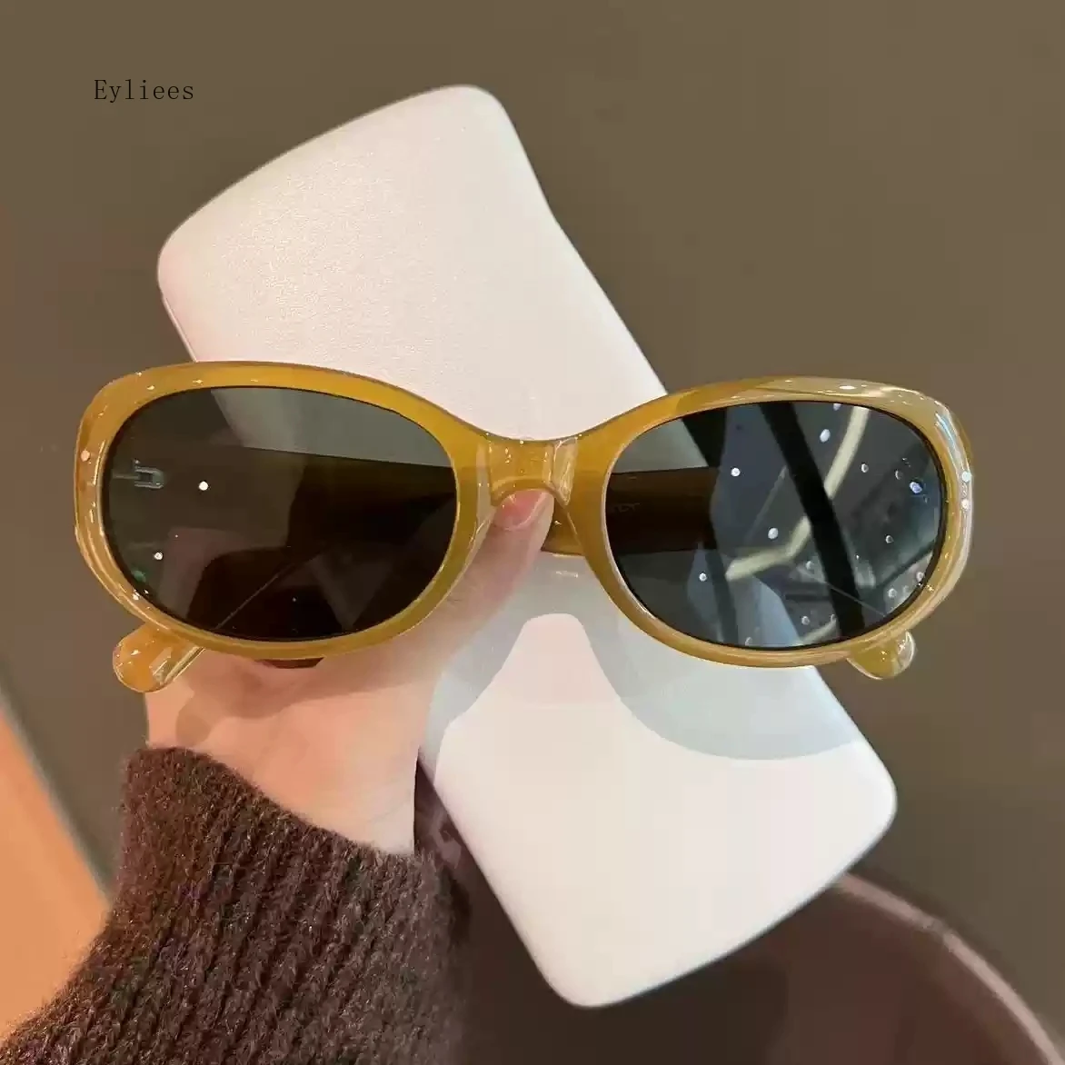 Retro Small Frame Polygon Cat Eyes Women Sunglasses Brand Designer Fashion Cheetah Decoration Ladies Sun Glasses UV400 очки