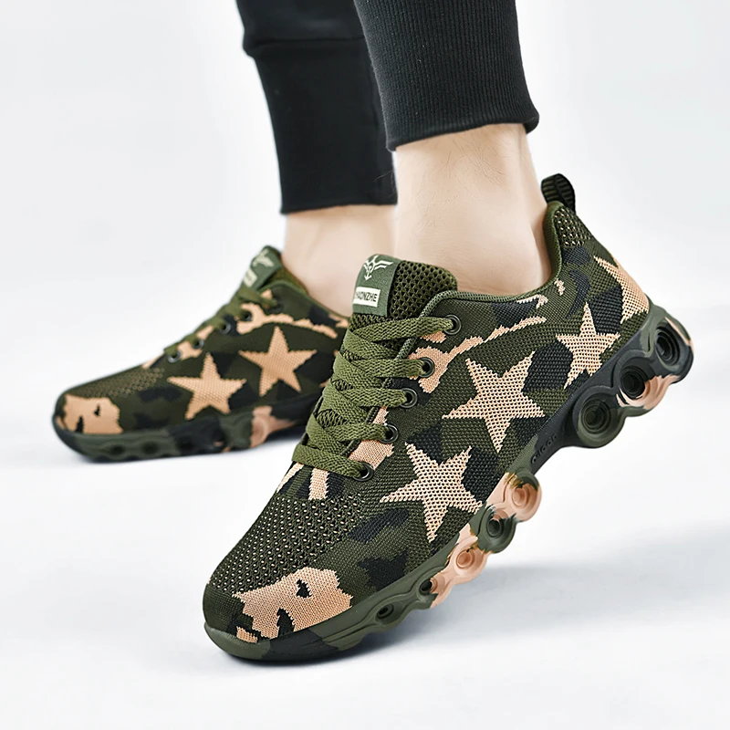 

Сетчатые камуфляжные кроссовки, мужская износостойкая повседневная обувь для мужчин, нескользящая теннисная обувь, уличные альпинистские рабочие туфли на плоской подошве, теннис