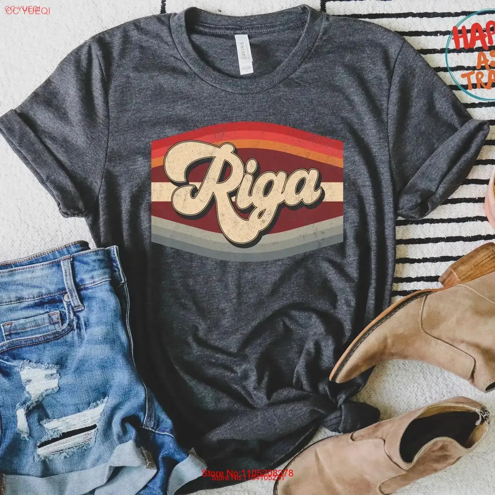 Vintage inspired Riga Retro T shirt for fans of throwback style Distressed design with Latvian Flag Love Latvia Trendy Classic