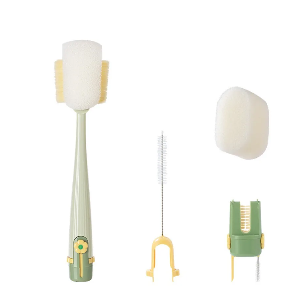 

Многоцелевой инструмент для мытья чашек 5-в-1, длинная ручка, удобная щетка для чистки детских бутылочек, вращение на 360 градусов, очиститель бутылочек с водой