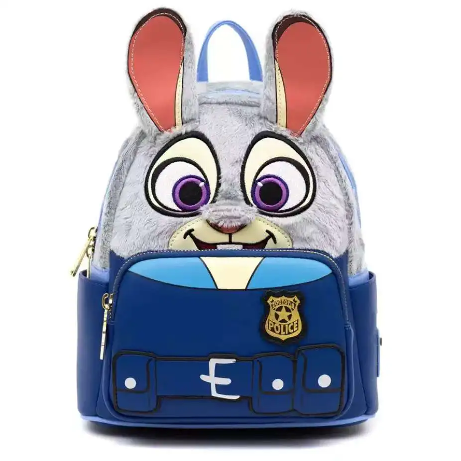 

Loungefly Judy Rabbit Mini Backpack Furry Plush Cute Cartoon Image Design Animal Crossing Themed Double Shoulder Bag For Fans