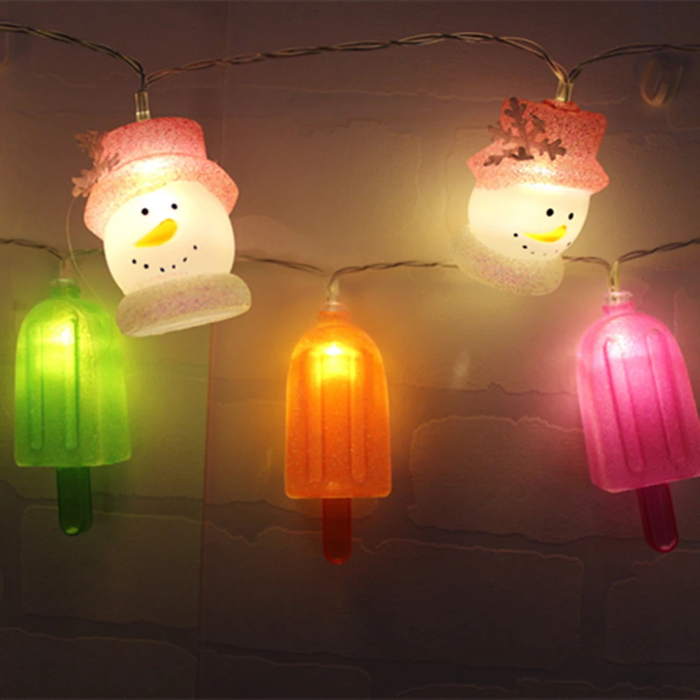 

Colorful Ice Cream Popsicle 10 LED Bulbs String Light Set Opetated BBQ Patio Party Christmas Wedding Decoration Creative