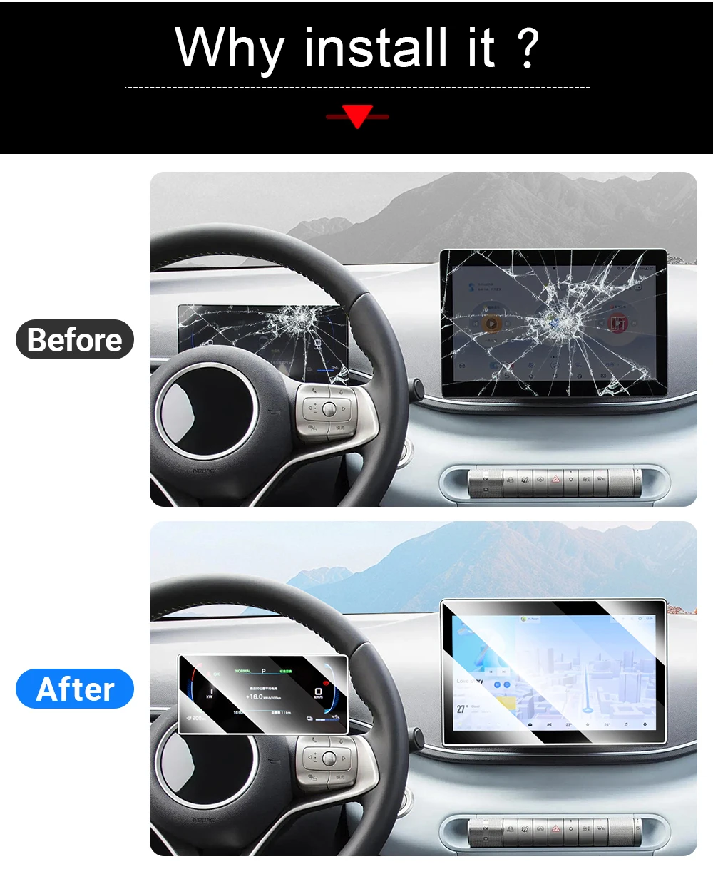 Für BYD Atto 1 / Dolphin Surf / Dolphin Mini / Seagull 2024 2025 2026 Auto-Navigations-Displayschutzfolie aus gehärtetem Glas, kratzfest – Detail 3