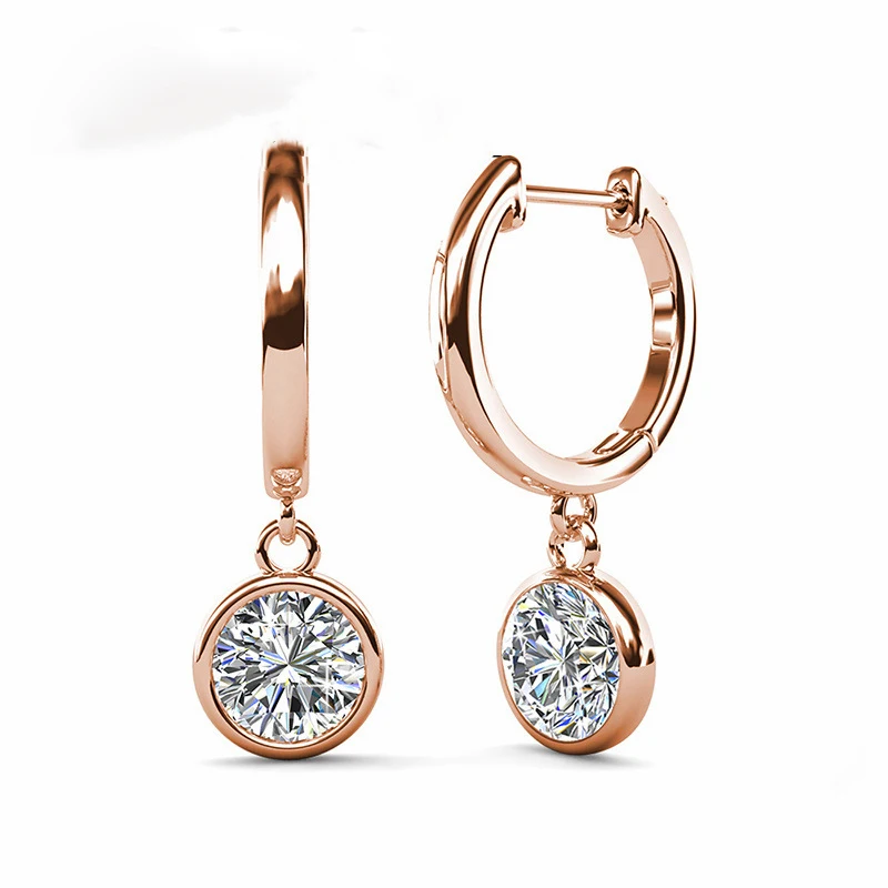 

2ct Moissanite Drop Earrings For Women Rose Gold Plated D Color VVS1 Moissanite Diamond Huggie Earrings 925 Sterling Silver