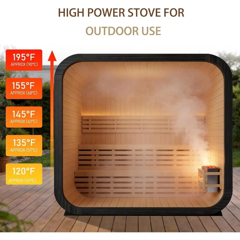 Smartmak 4-6 Person Outdoor Cube Steam Sauna Room Red Cedar