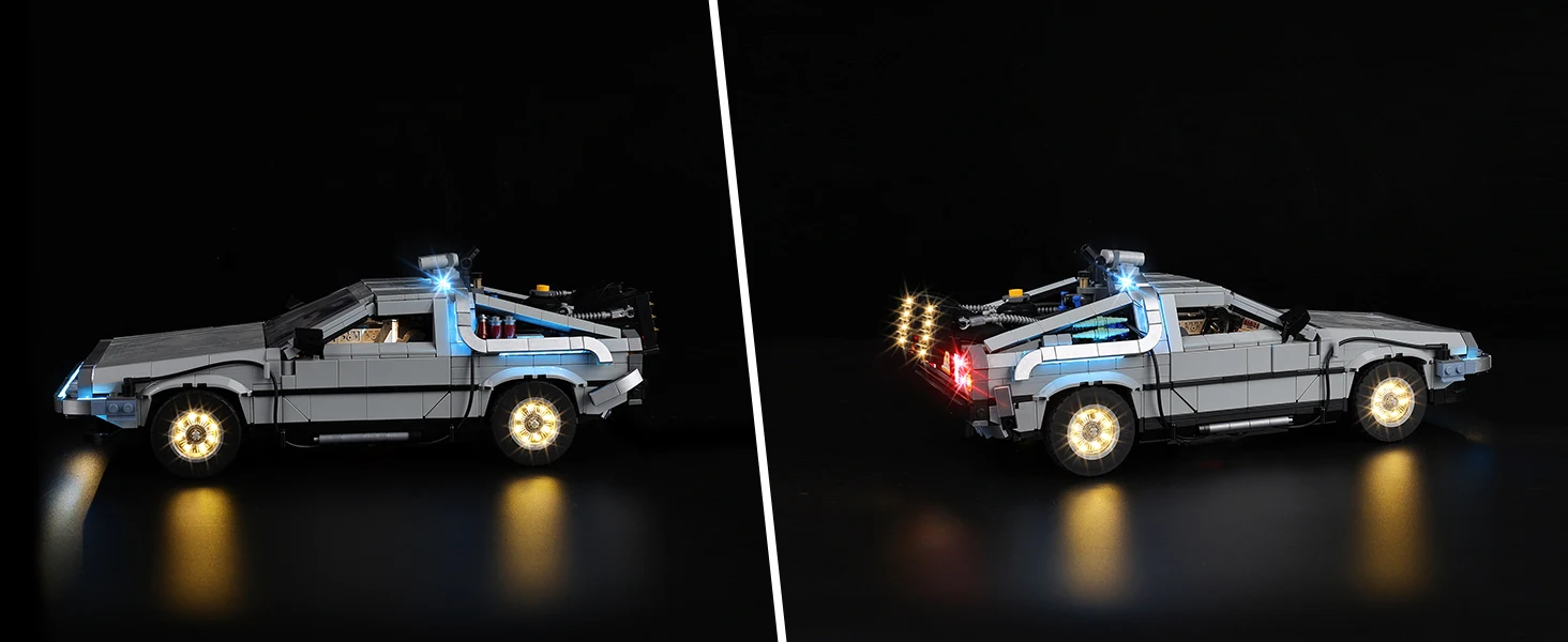 Kyglaring LED-Licht-Set geeignet für Lego Back to the Future Zeitmaschine 10300 Baustein-Dekorationslampe, Modell nicht enthalten. – Detail 3