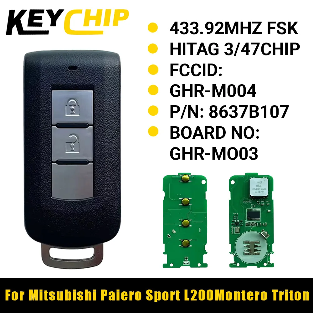 KC для Mitsubishi Pajero Sport L200 2016 2017 2018 2019 Montero Smart Key автомобильный ключ 433,92 МГц FSK NCF2951X GHR-M004 GHR-M003