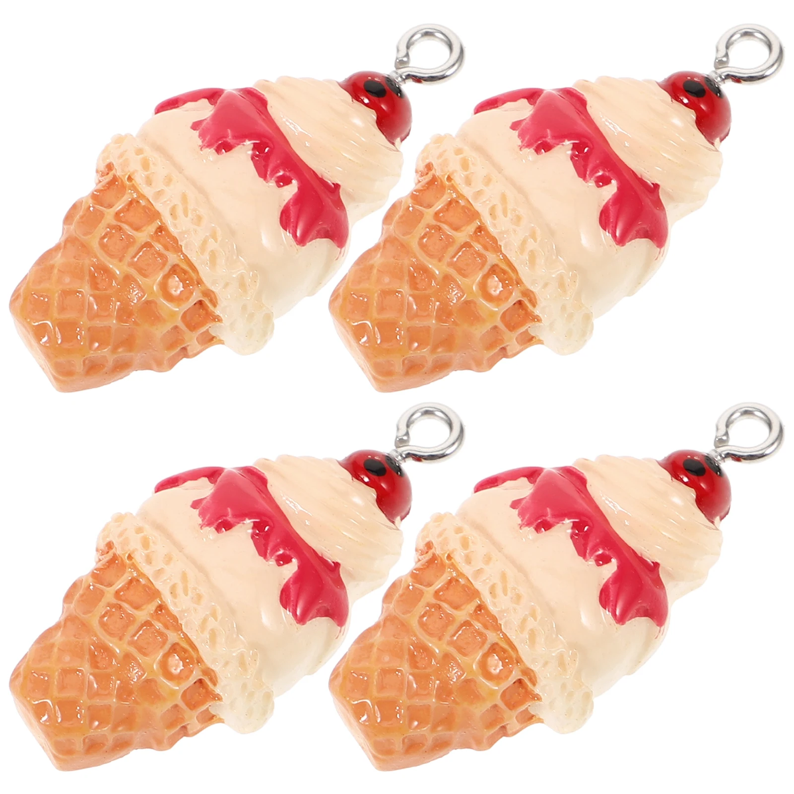 

10pcs Ice Cream Pendant Charms Resin Diy Jewelry Necklace Keychain Earrings Bracelet Crafts Decorative Accessories Milk Tea Cone