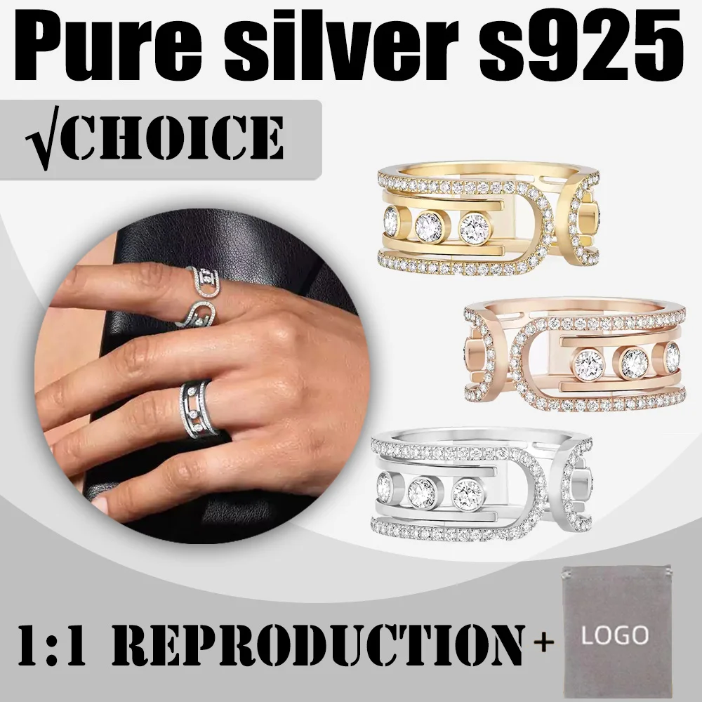 Pure silver s9252024 new Messik MOVE 10TH series sliding diamond four diamond special niche personality ring