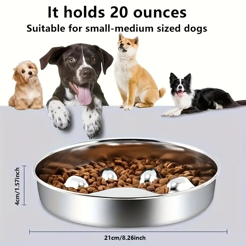 Premium Stainless Steel Pet Bowl Cervical Spine Protection for Dogs & Cats Pet Choke and Choke Prevention Slow Food Bowl