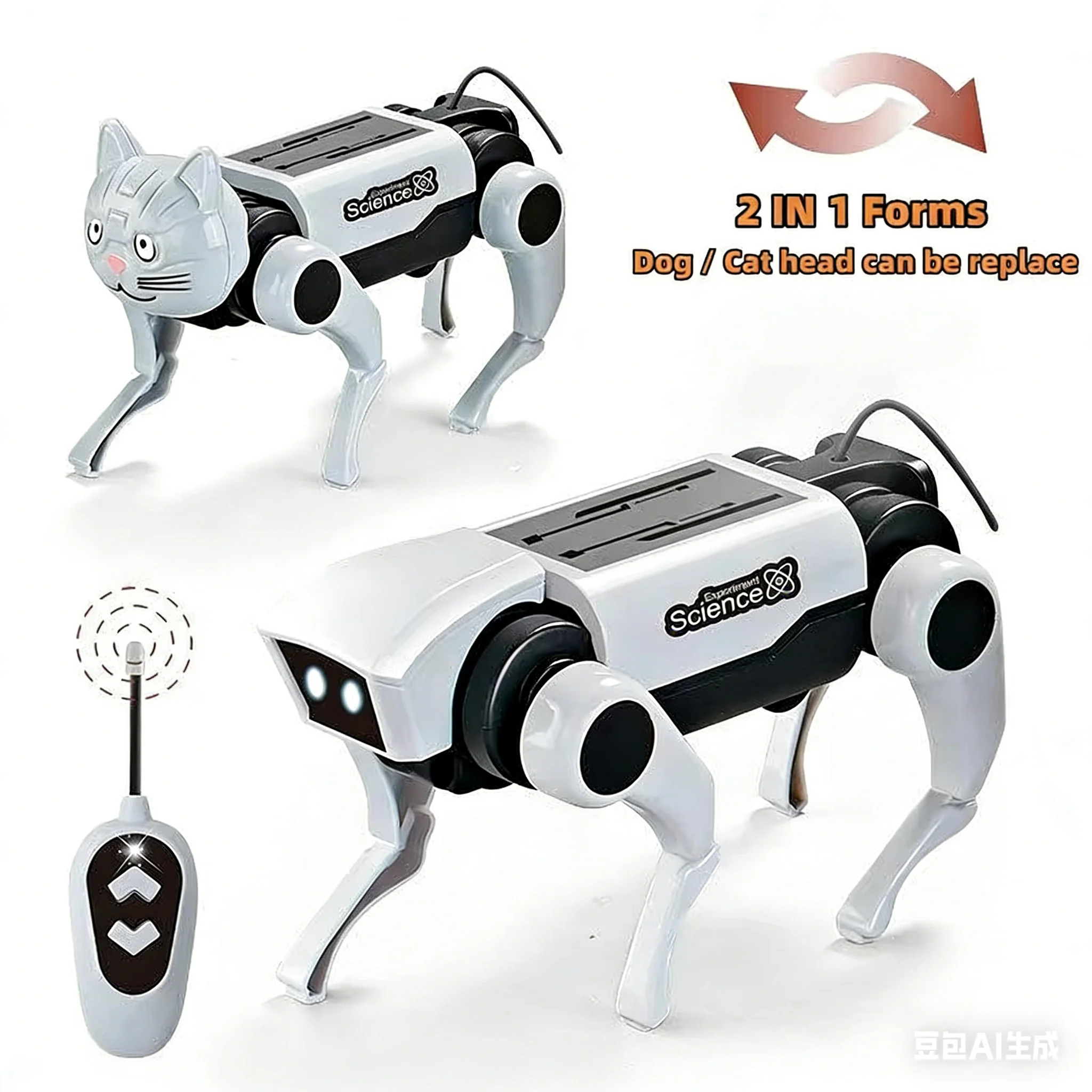 

2 IN 1 RC Mechanical Robot Dog Remote Control Cat DIY Assembly Science Kids Educational Toy Electric Robot Dog Cat Model Set Toy