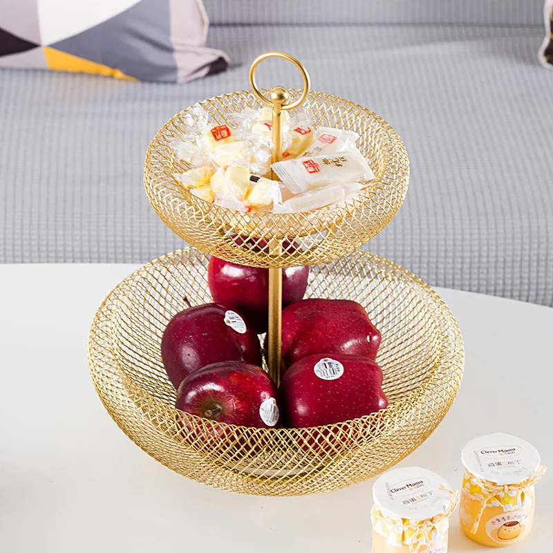 Nordic metal fruit plate living room tea table multi-layer fruit basket creative multi-functional fruit home storage snack plate