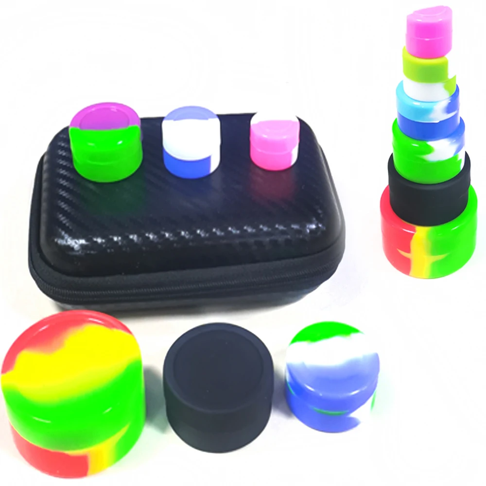 1Set With Storage Bag Nonstick Silicone Jar 2ml/ 3ml/5ml/7ml/10ml/22ml Slick Storage Case Jars Smoking Accessories