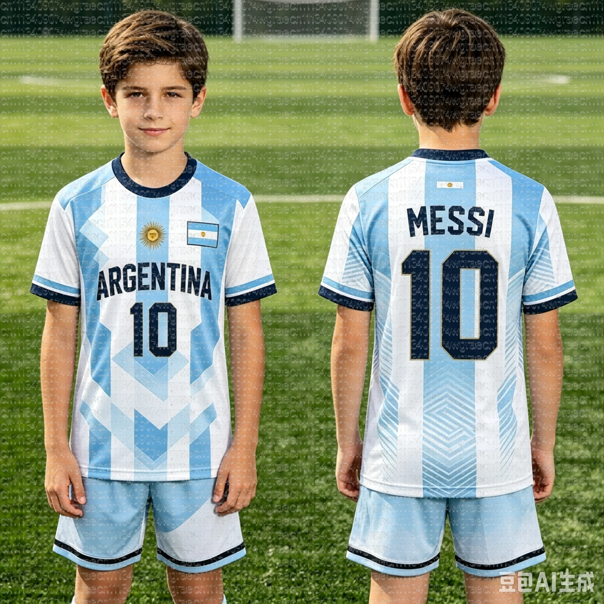 2026 Jungen # 10 Messi Fußballtrikot-Set mit Shorts für Damen, Herren und Kinder, Argentinien Fußballfan-Outfit, 2-teiliger Trainingsanzug