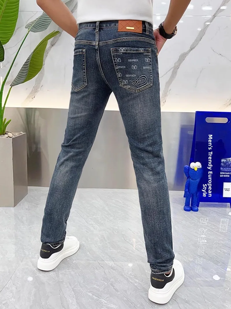 

Мужские джинсы Slim Fit из денима, удобные, в корейском стиле, универсальные, модные, повседневные, укороченные, до щиколотки