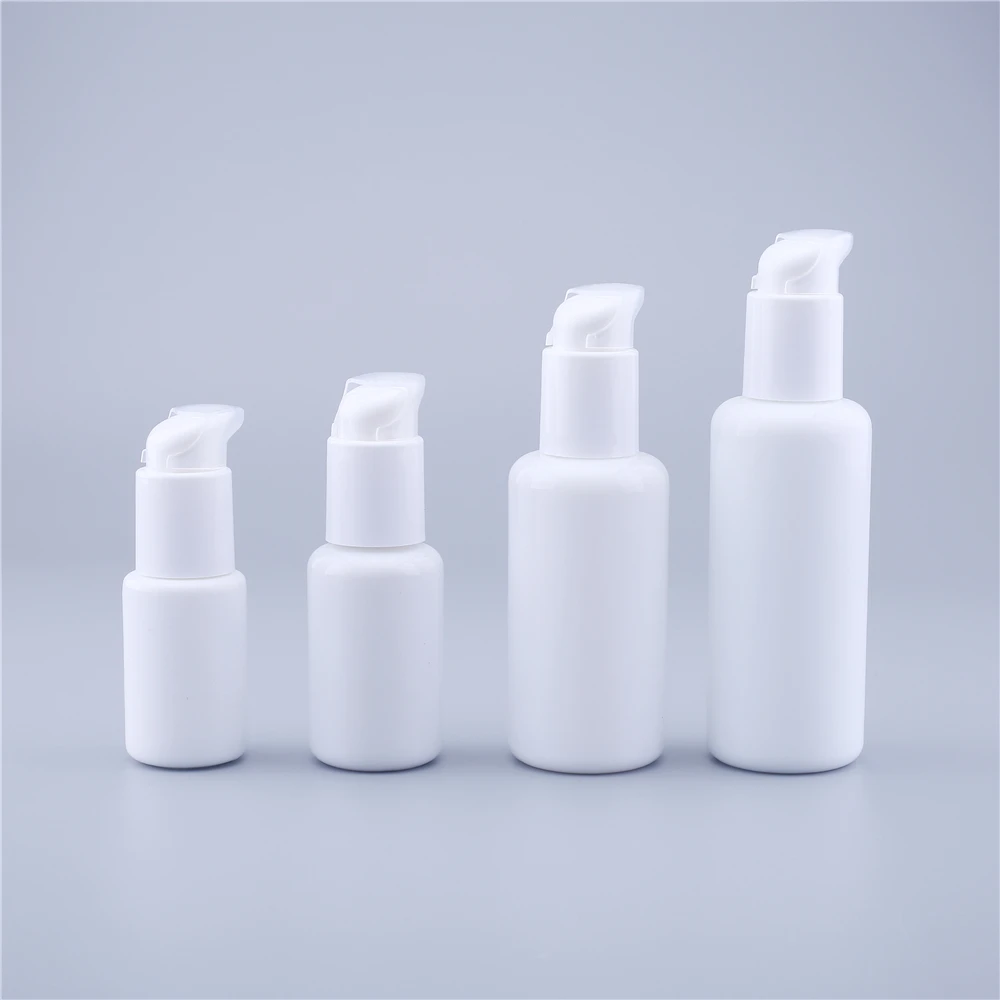 6pcs White Glass Emulsion Refillable Ointment Bottles Cosmetic Jar Pot Eye Shadow Face Cream Container 30ml 50ml 100ml 120ml