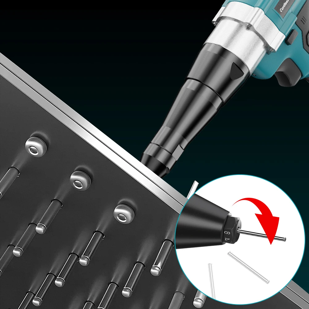 YEARTOP 25000N Бесщеточный электрический пистолет для заклепок Беспроводной 3,2-4,8 мм пистолет для заклепок и гаек Вставка для дрели Автоматический электроинструмент для батареи Makita 18 В