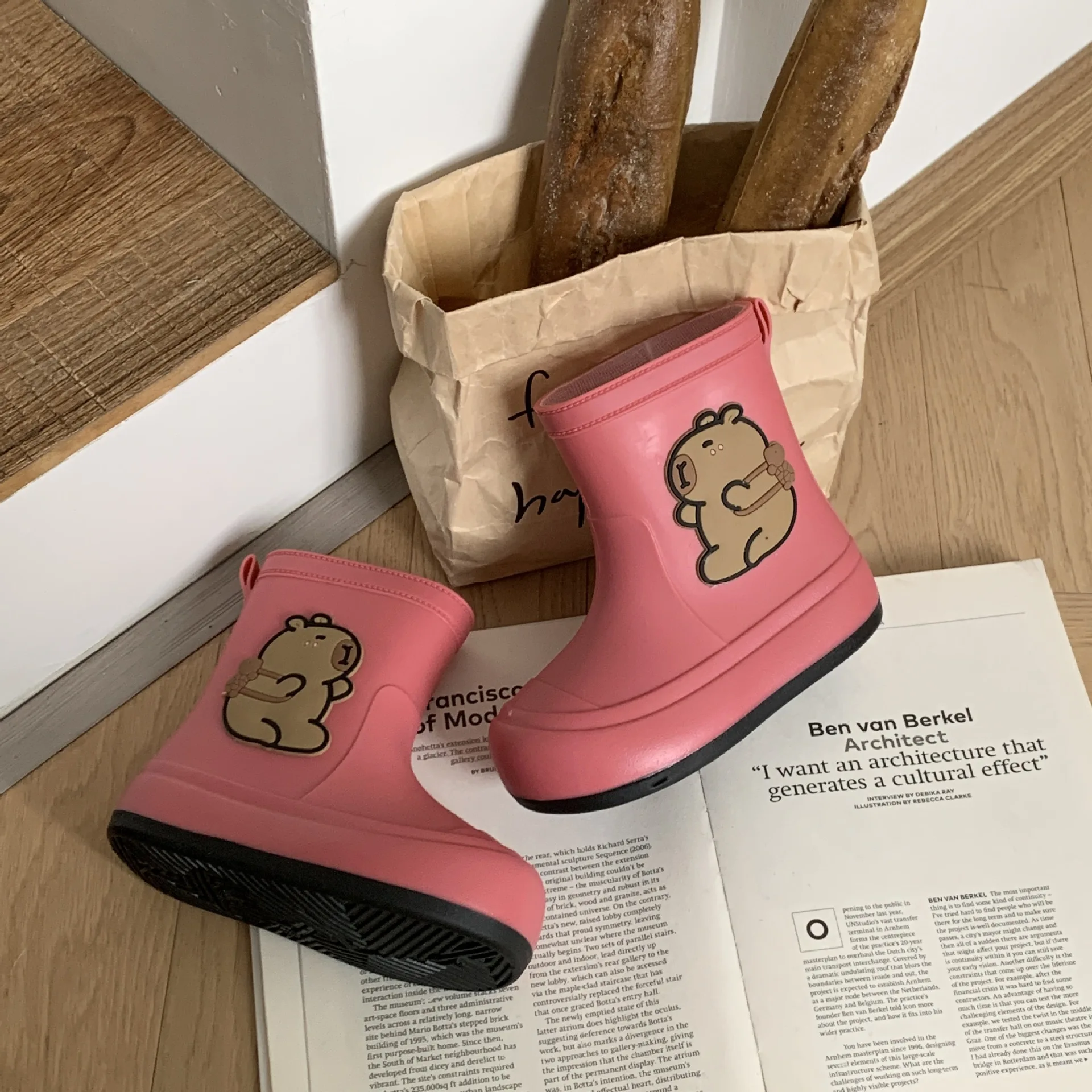 

Cute Capybara Rain Boots Women's Mid-Calf Soft Bot Anti-Slip Waterproof PVC oes Summer Collection JIFANPAUL Brand