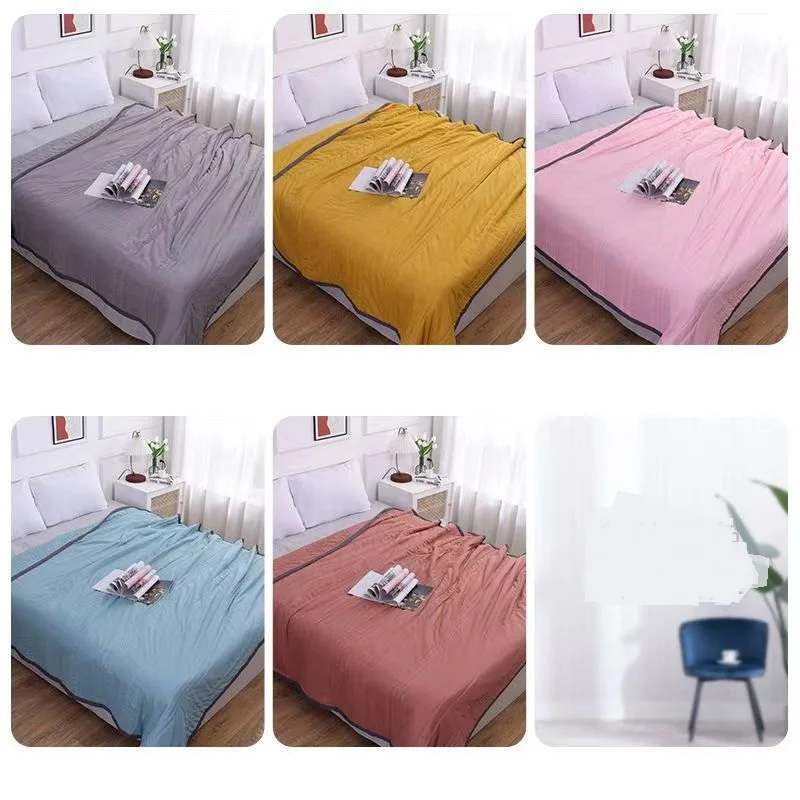 

Летнее однотонное одеяло с кондиционером из стираного хлопка, тонкое, дышащее, удобное, студенческое и детское одеяло.